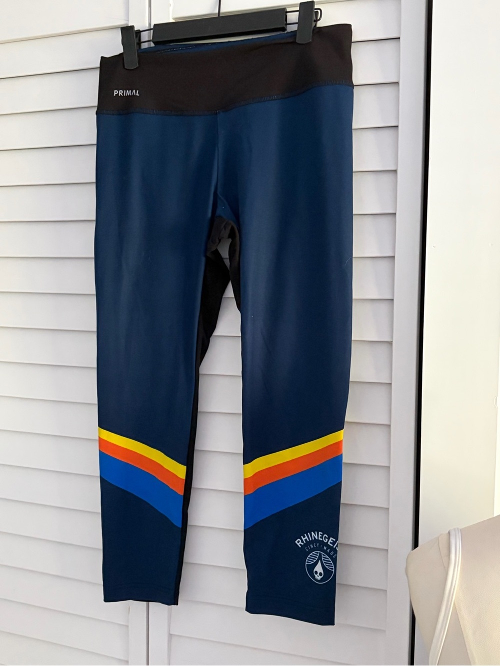 Rhinegeist Brewery Primal Navy Blue Active Leggings with Color Stripe
